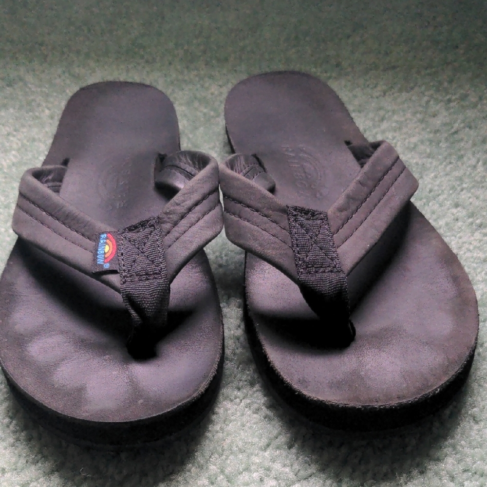 Rainbow Leather Flip Flops